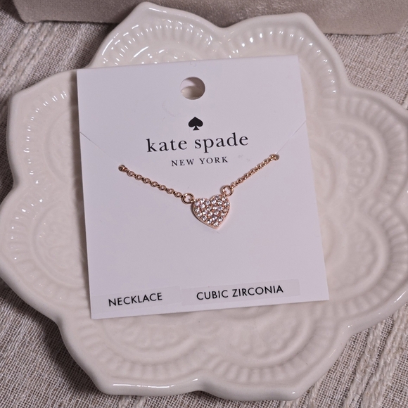 Kate Spade Yours Truly Rose Gold CZ Mini Heart Necklace NWT - Picture 3 of 4